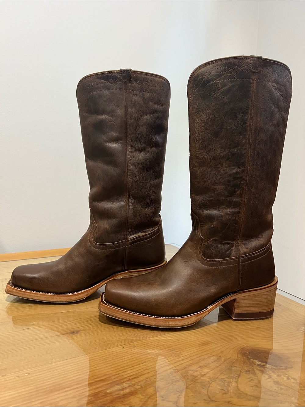 Tecovas The Charlie Cafe Goat  Brown Leather Heeled Western Boots size 8.5